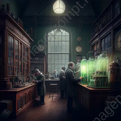 Image of a vintage-style laboratory with holographic equipment - Image 3
