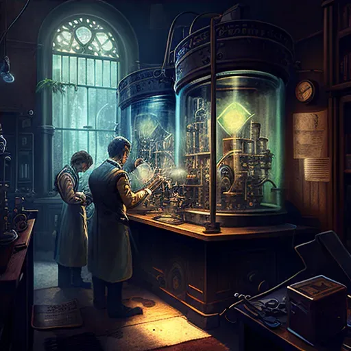 Vintage-Style Laboratory with Holographic Equipment