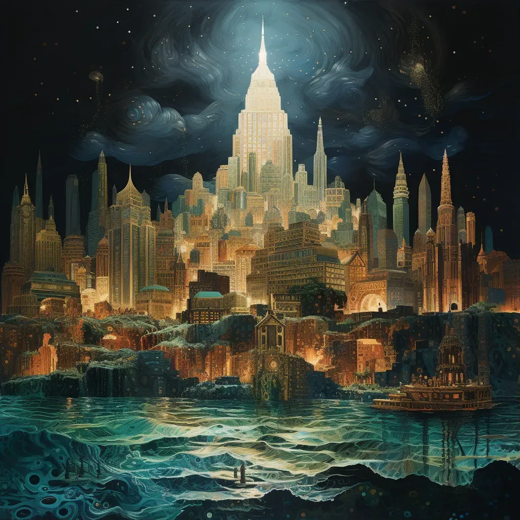 Image illustrating the mystical city of Atlantis submerged under the sea - Image 1