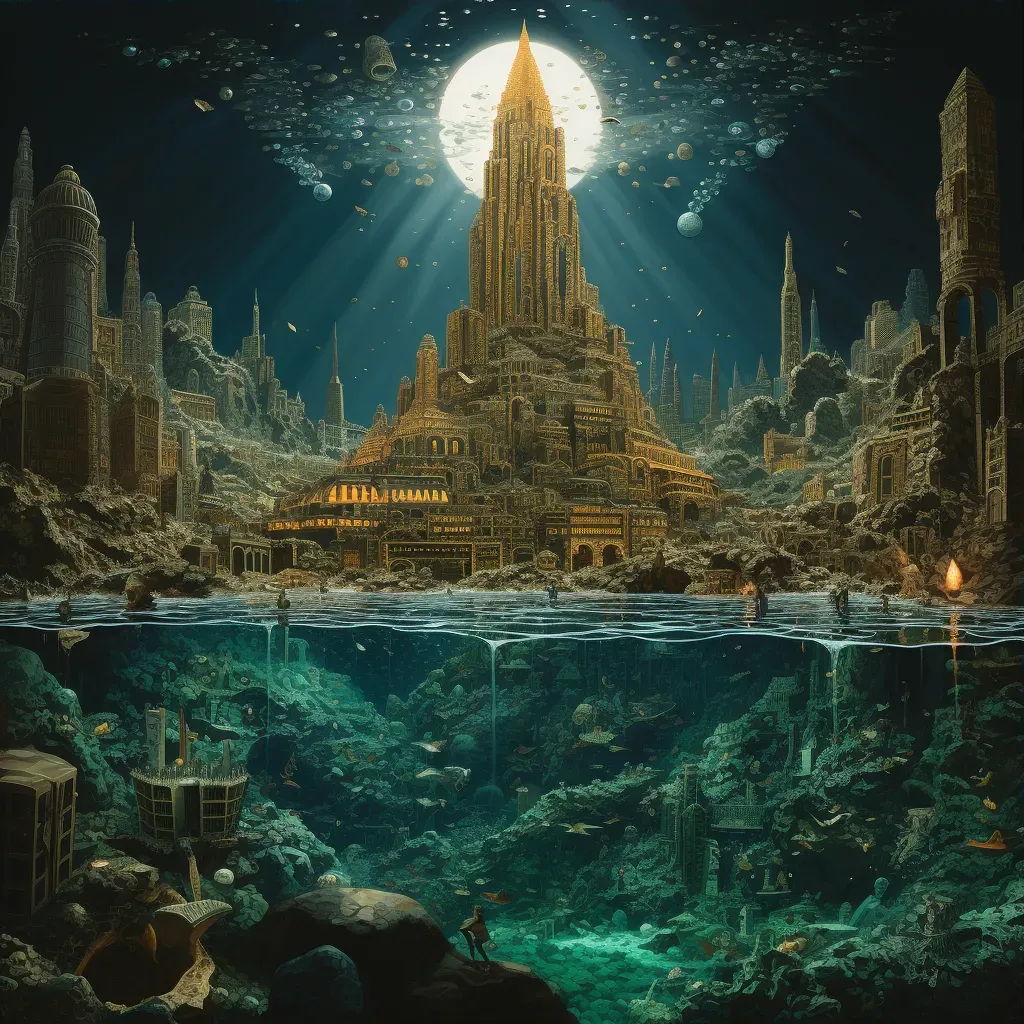 Image illustrating the mystical city of Atlantis submerged under the sea - Image 3