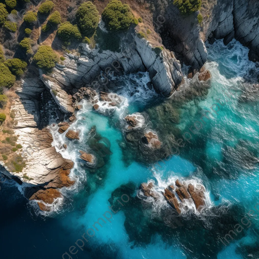 Aerial view of coastal caves and ocean - Image 2