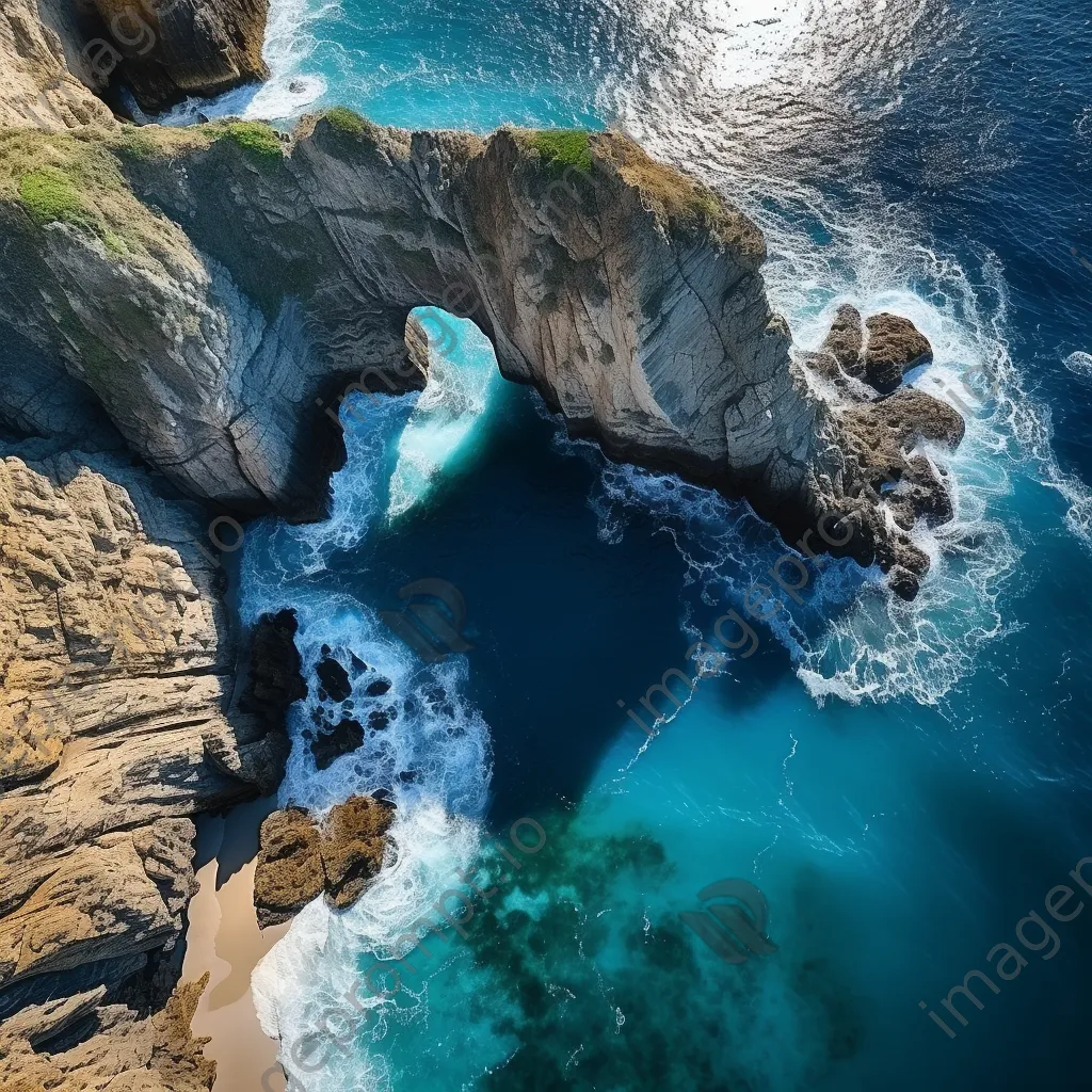 Aerial view of coastal caves and ocean - Image 3