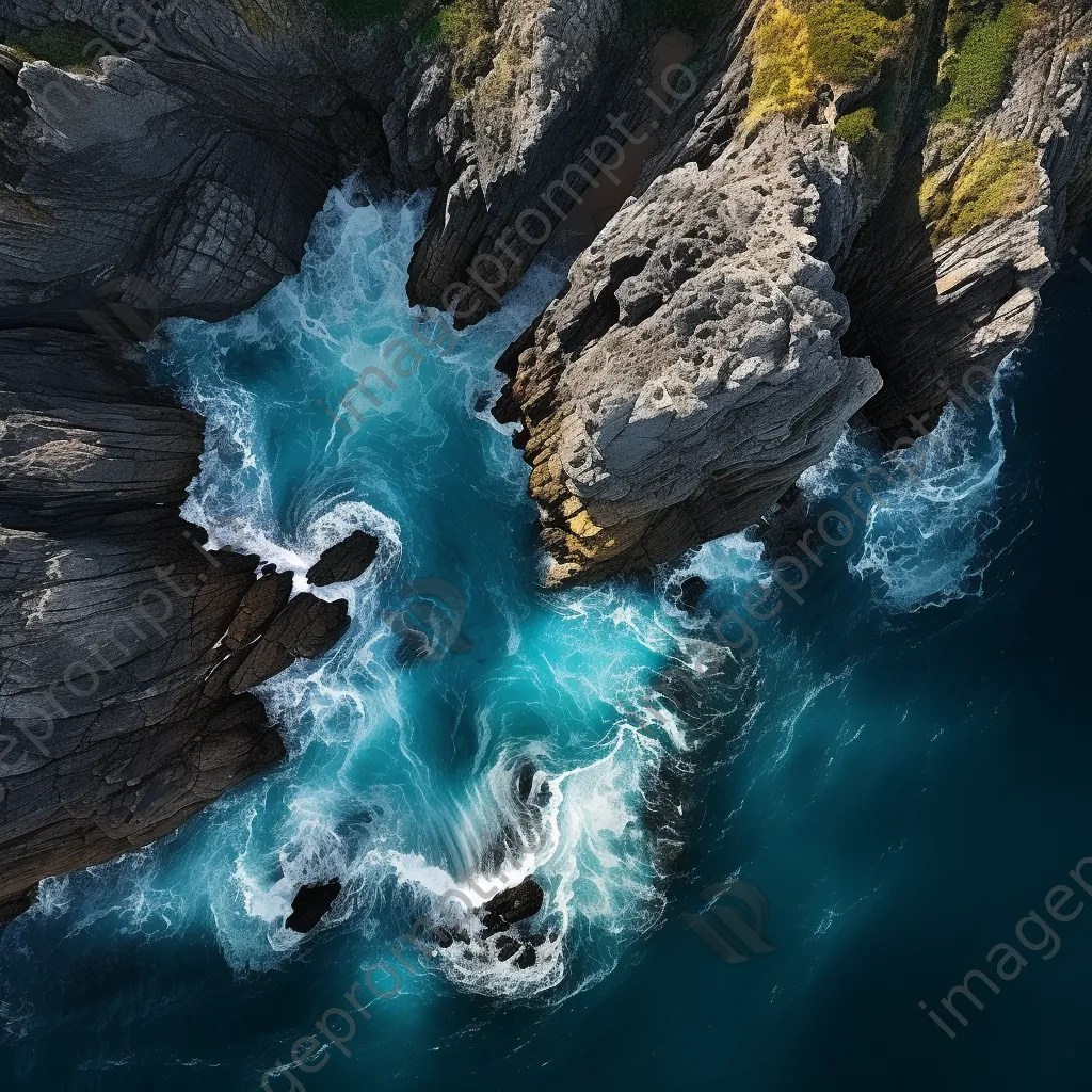 Aerial view of coastal caves and ocean - Image 4