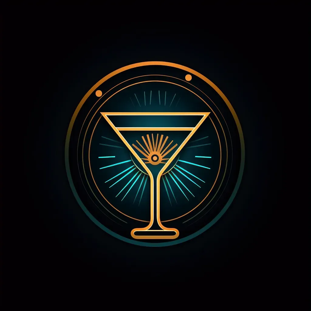 Sophisticated martini glass cocktail lounge logo in rich colors - Image 1