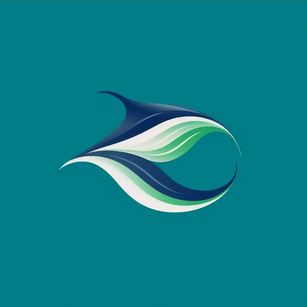 Logo with a stylized wave turning into a bird in flight, in blue and green colors. - Image 3