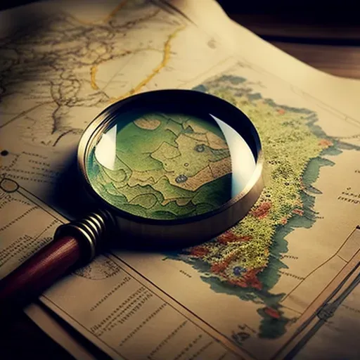 Magnifying glass on an ancient map symbolizing knowledge quest and discovery - Image 2