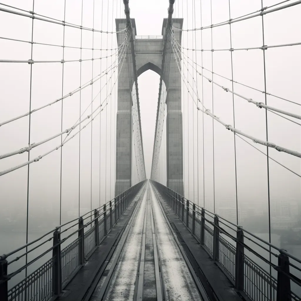 Elegant grand suspension bridge with steel cables and towers - Image 1