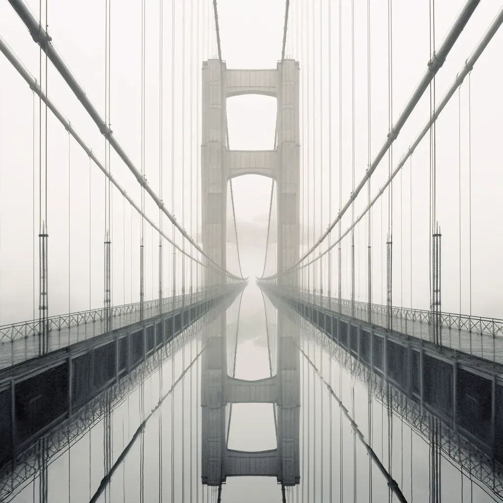 Elegant grand suspension bridge with steel cables and towers - Image 2