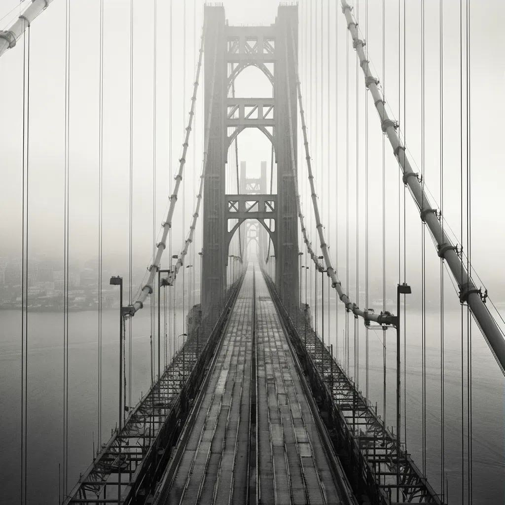 Elegant grand suspension bridge with steel cables and towers - Image 3