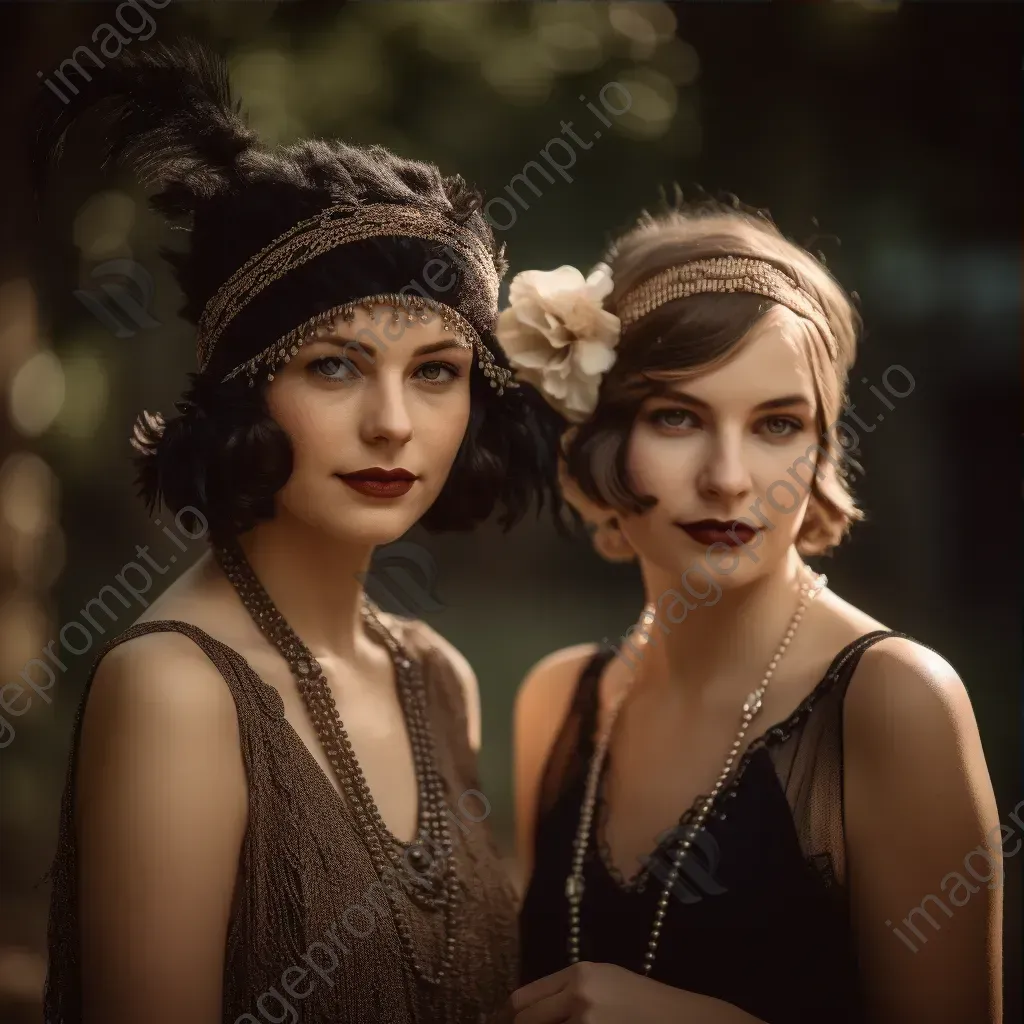 1920s flapper fashion fringe dresses and headbands - Image 3