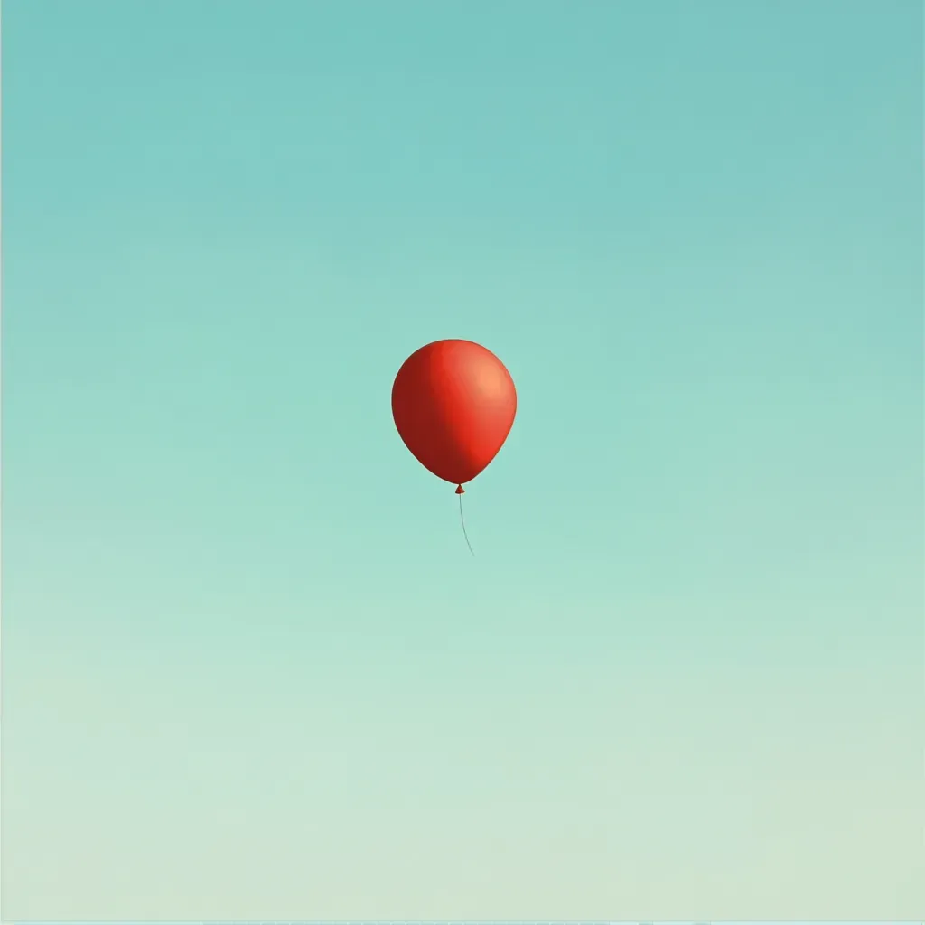 Digital artwork of a single balloon against a clear sky, depicting minimalism and simplicity - Image 2