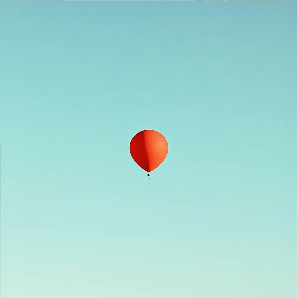 Digital artwork of a single balloon against a clear sky, depicting minimalism and simplicity - Image 4