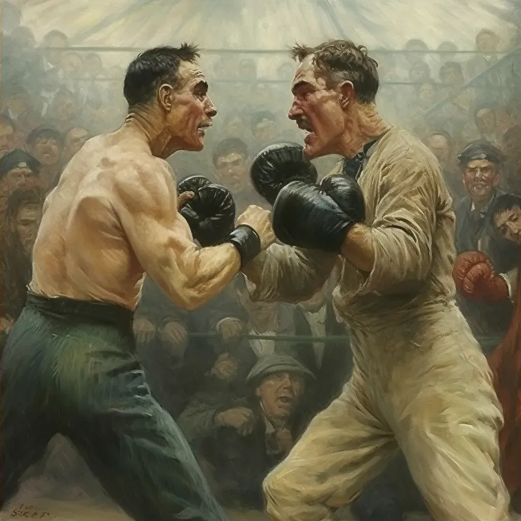 Intense boxing match showdown with fighters exchanging blows - Image 2