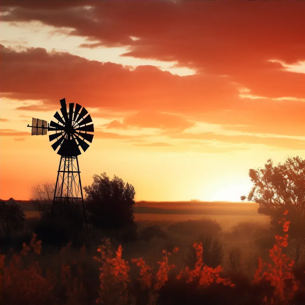 Rustic Autumn Windmill Scene