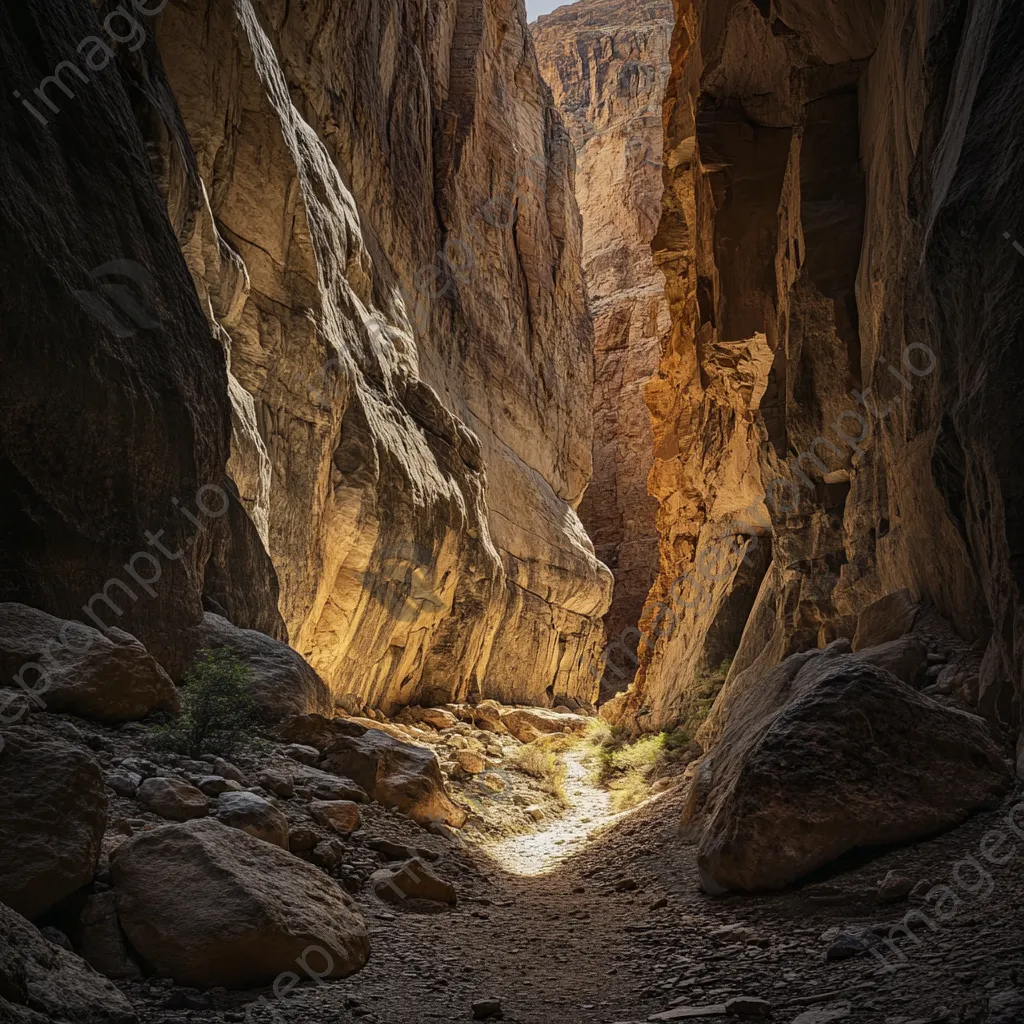 Winding pathway through a narrow canyon - Image 1