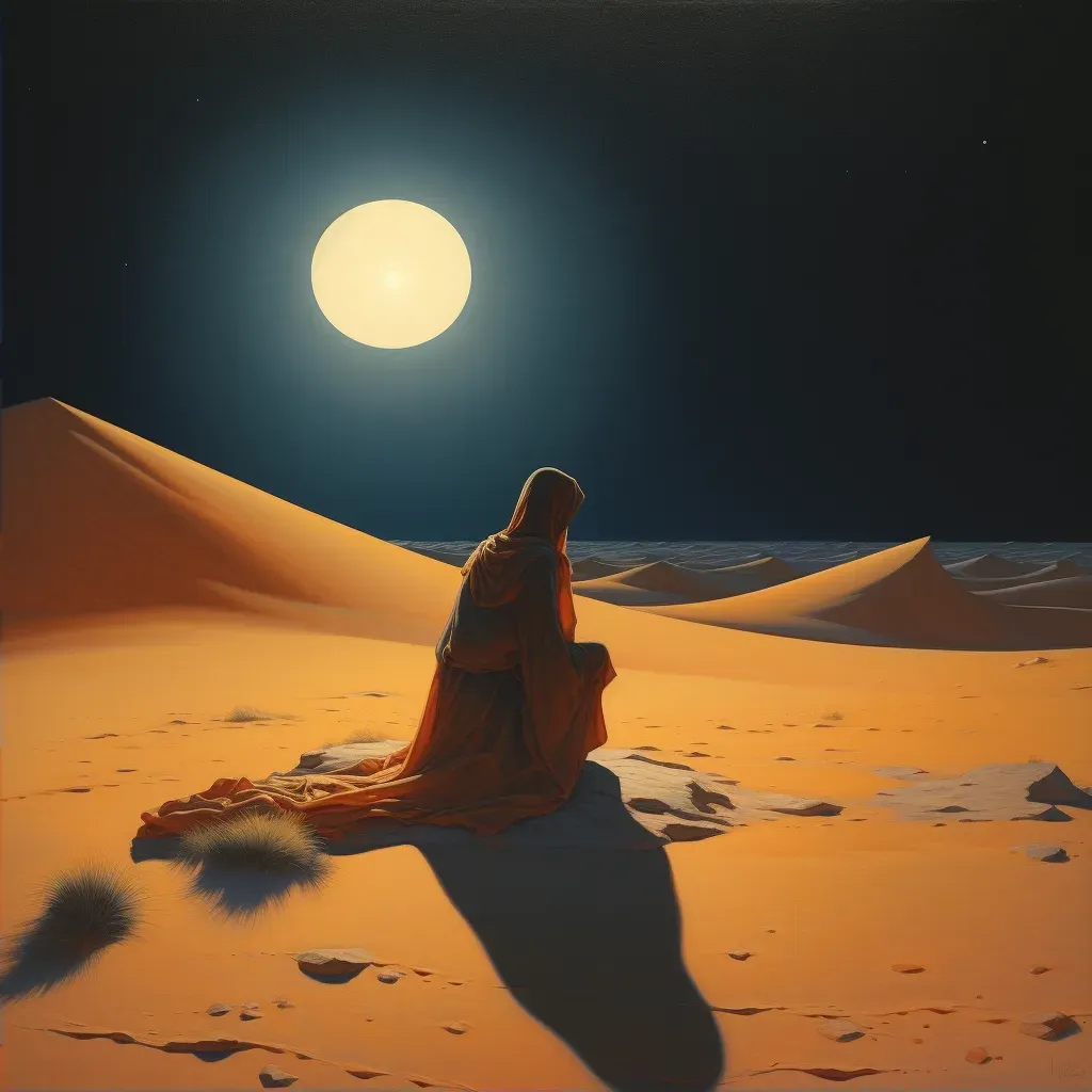 Desert landscape under a full moon with sand dunes - Image 2