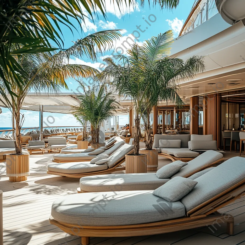 Relaxation area on a luxury cruise ship sun deck. - Image 1