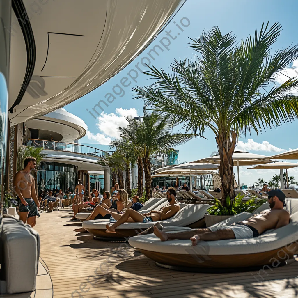 Relaxation area on a luxury cruise ship sun deck. - Image 3