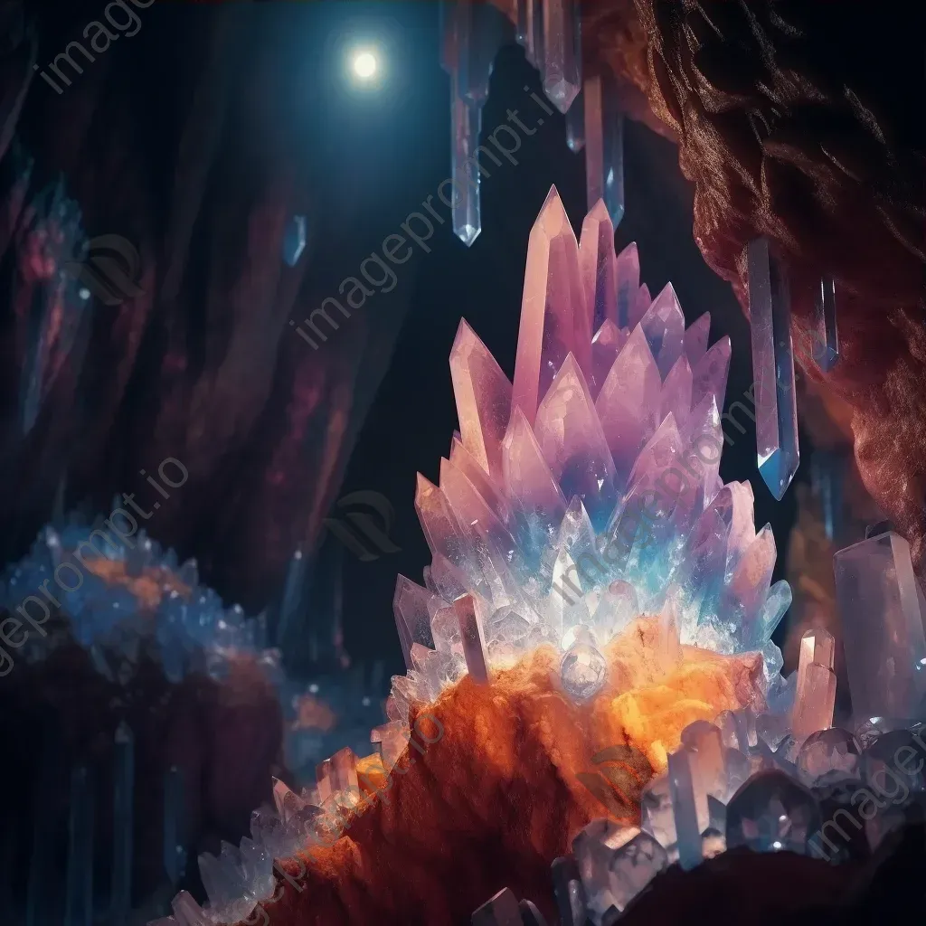 Enchanted cave of crystals with sparkling stalactites - Image 3