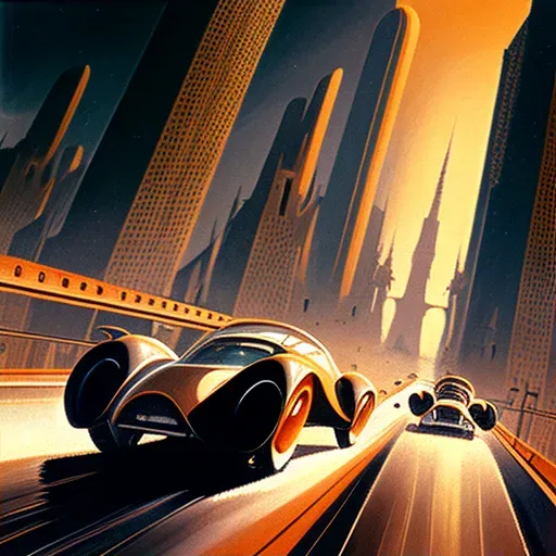 Image of a high-speed race through a futuristic cityscape with dodging vehicles - Image 2