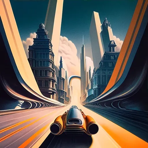 Image of a high-speed race through a futuristic cityscape with dodging vehicles - Image 3