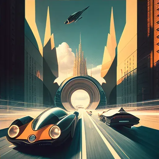 Image of a high-speed race through a futuristic cityscape with dodging vehicles - Image 4