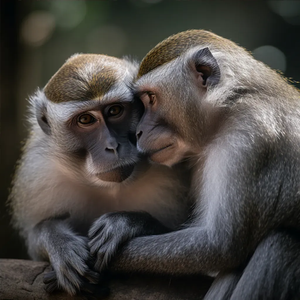 Image of two monkeys grooming each other - Image 4