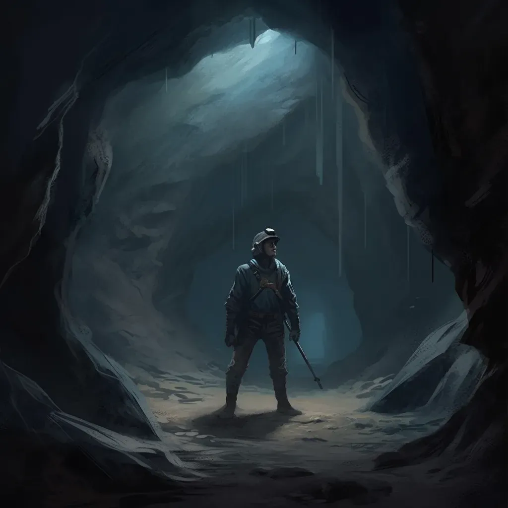 Explorer at Entrance of Dark Cave - Image 1