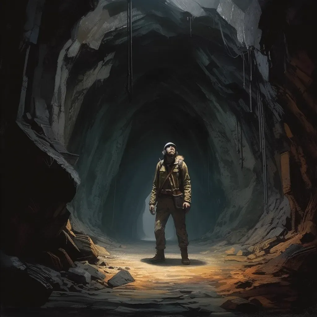 Explorer at Entrance of Dark Cave - Image 2