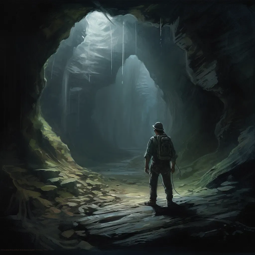 Explorer at Entrance of Dark Cave - Image 3