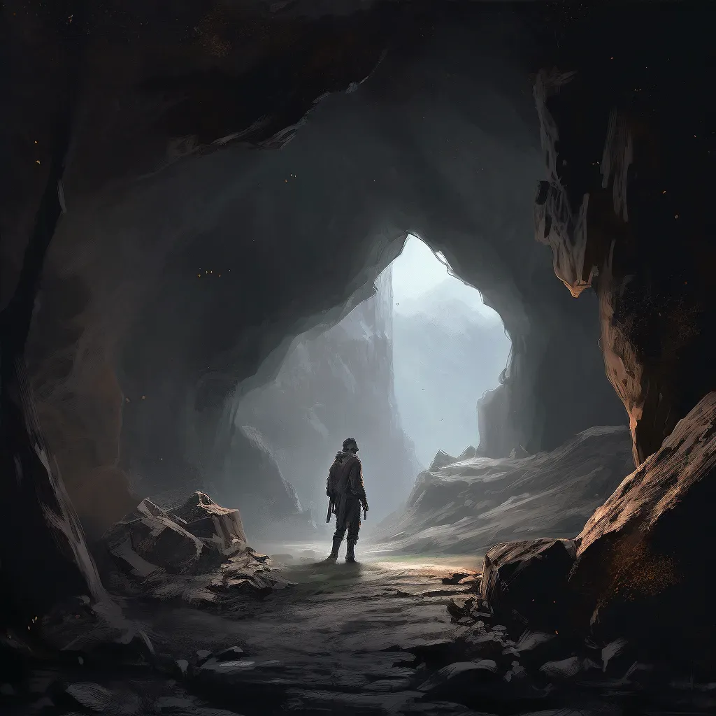 Explorer at Entrance of Dark Cave - Image 4