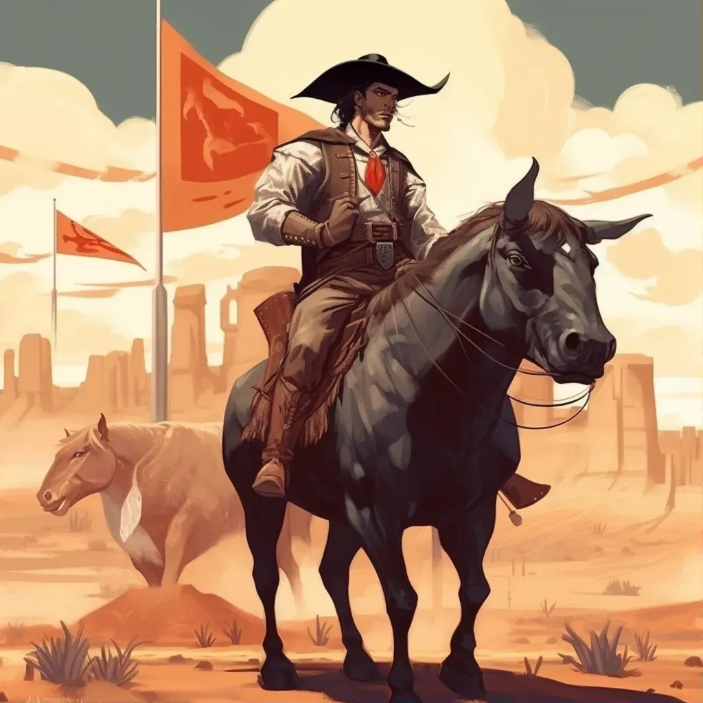 Image of a fusion of Spanish matador and American cowboy in a western desert landscape - Image 1