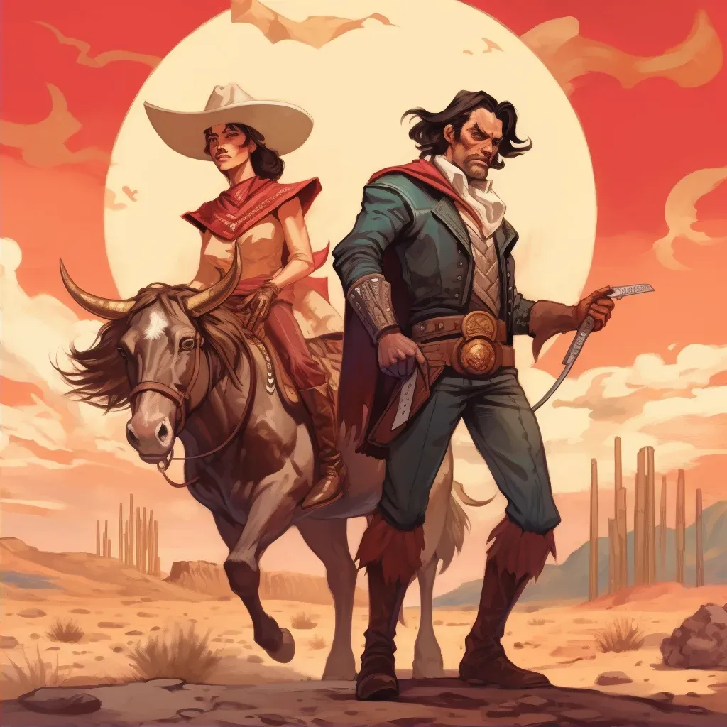 Image of a fusion of Spanish matador and American cowboy in a western desert landscape - Image 2