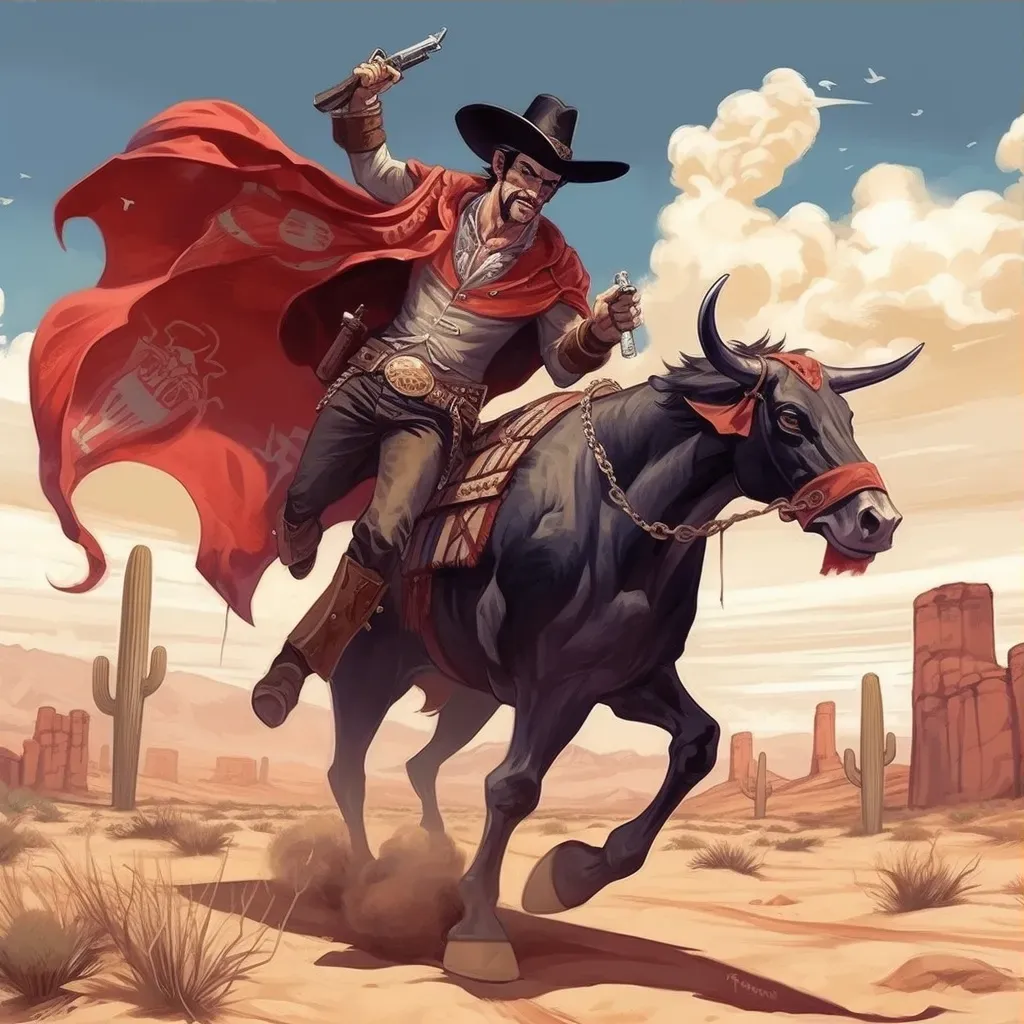 Image of a fusion of Spanish matador and American cowboy in a western desert landscape - Image 3