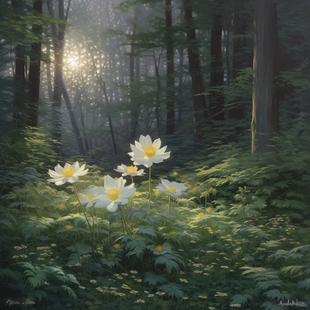 Picture of a glowing flower blooming in a moonlit forest clearing - Image 1