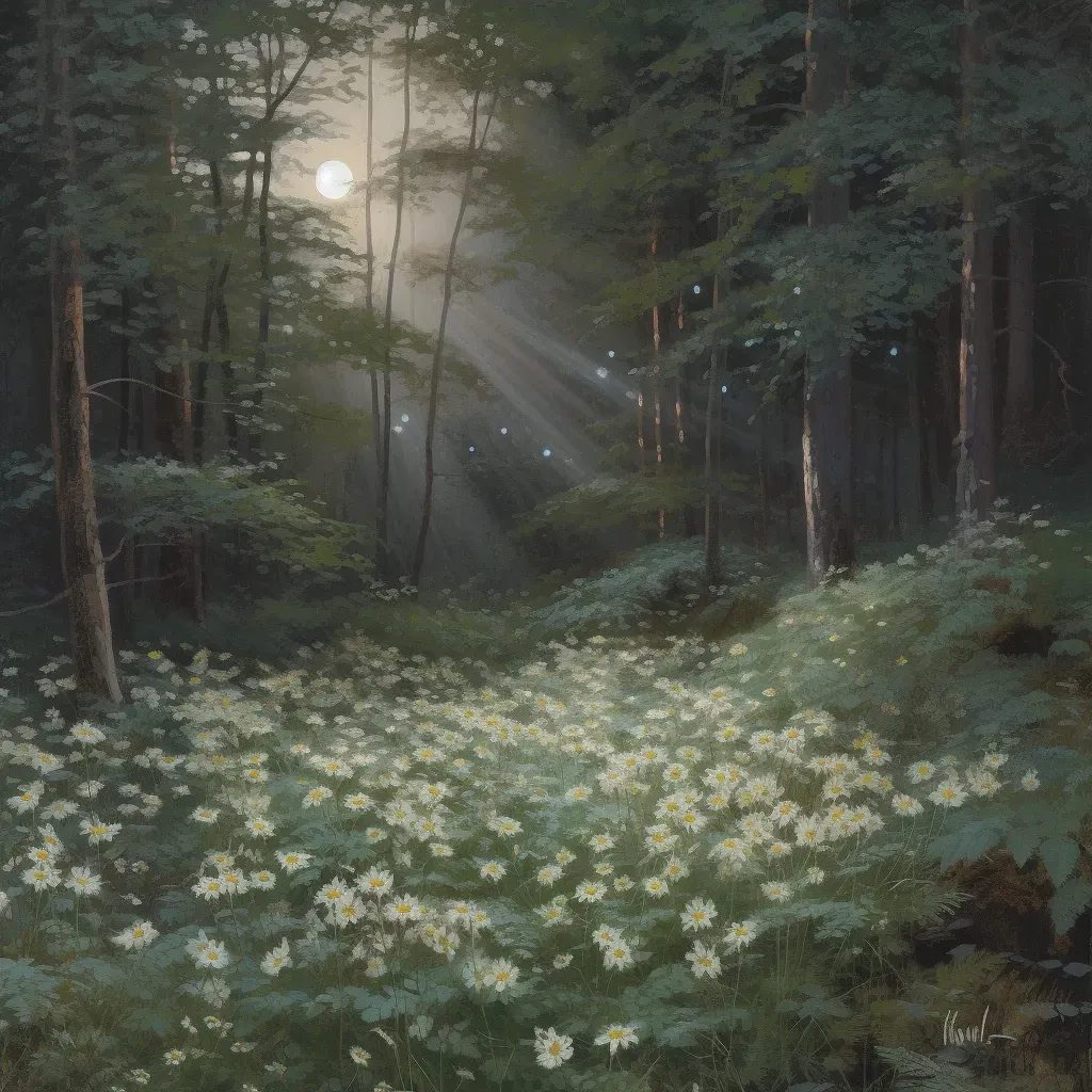 Picture of a glowing flower blooming in a moonlit forest clearing - Image 4