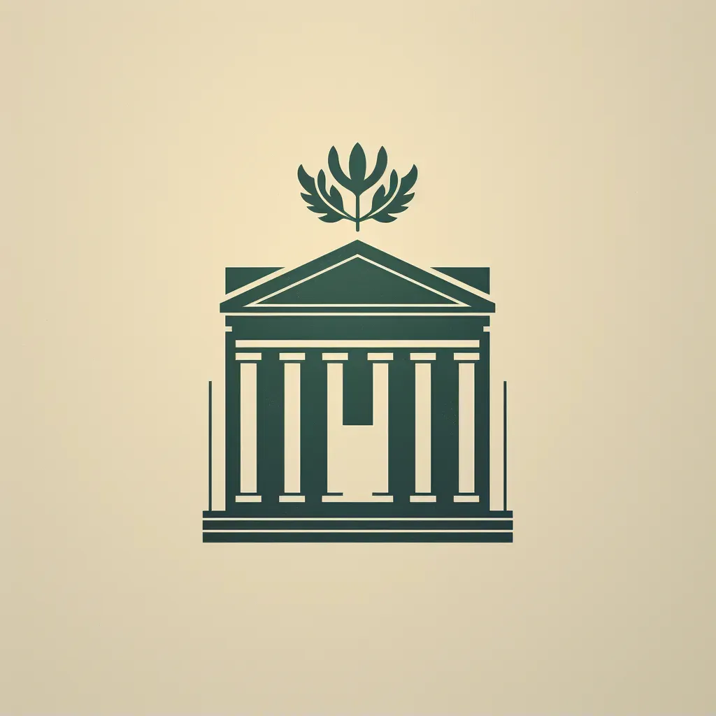 Vintage-inspired logo for a traditional bank with a building icon in green and cream - Image 1