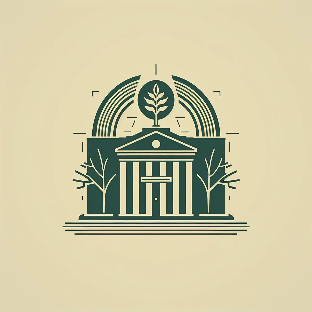 Vintage-inspired logo for a traditional bank with a building icon in green and cream - Image 2