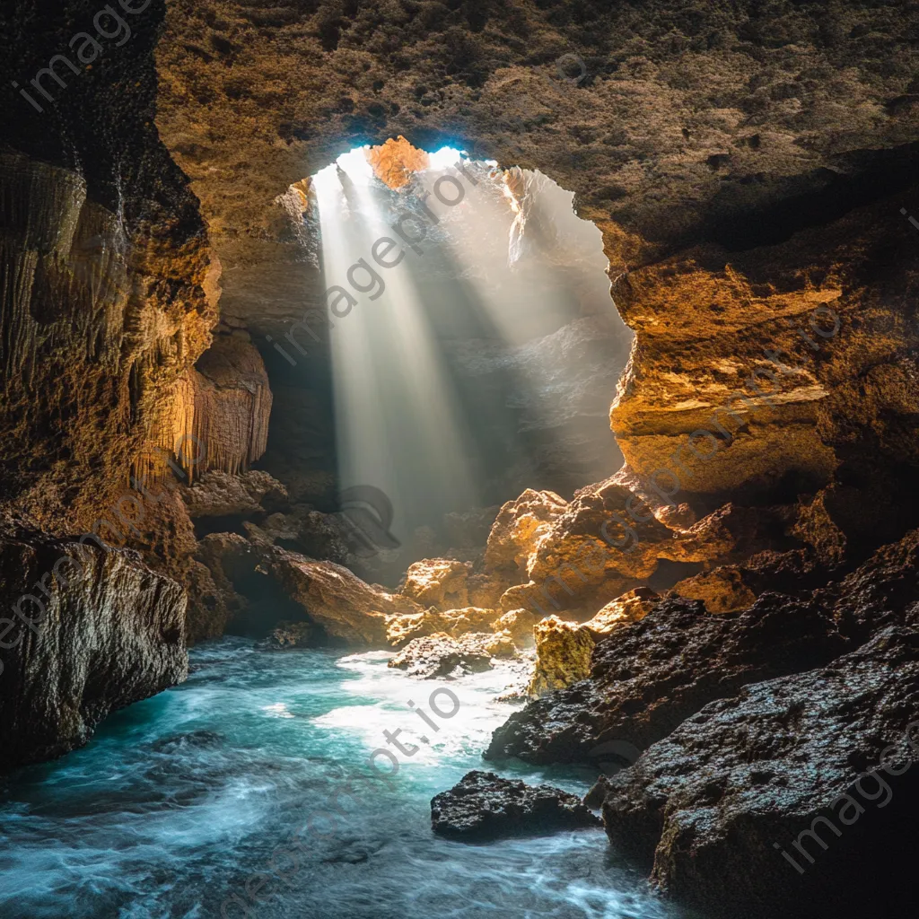 Sunlight illuminating a coastal cave - Image 2