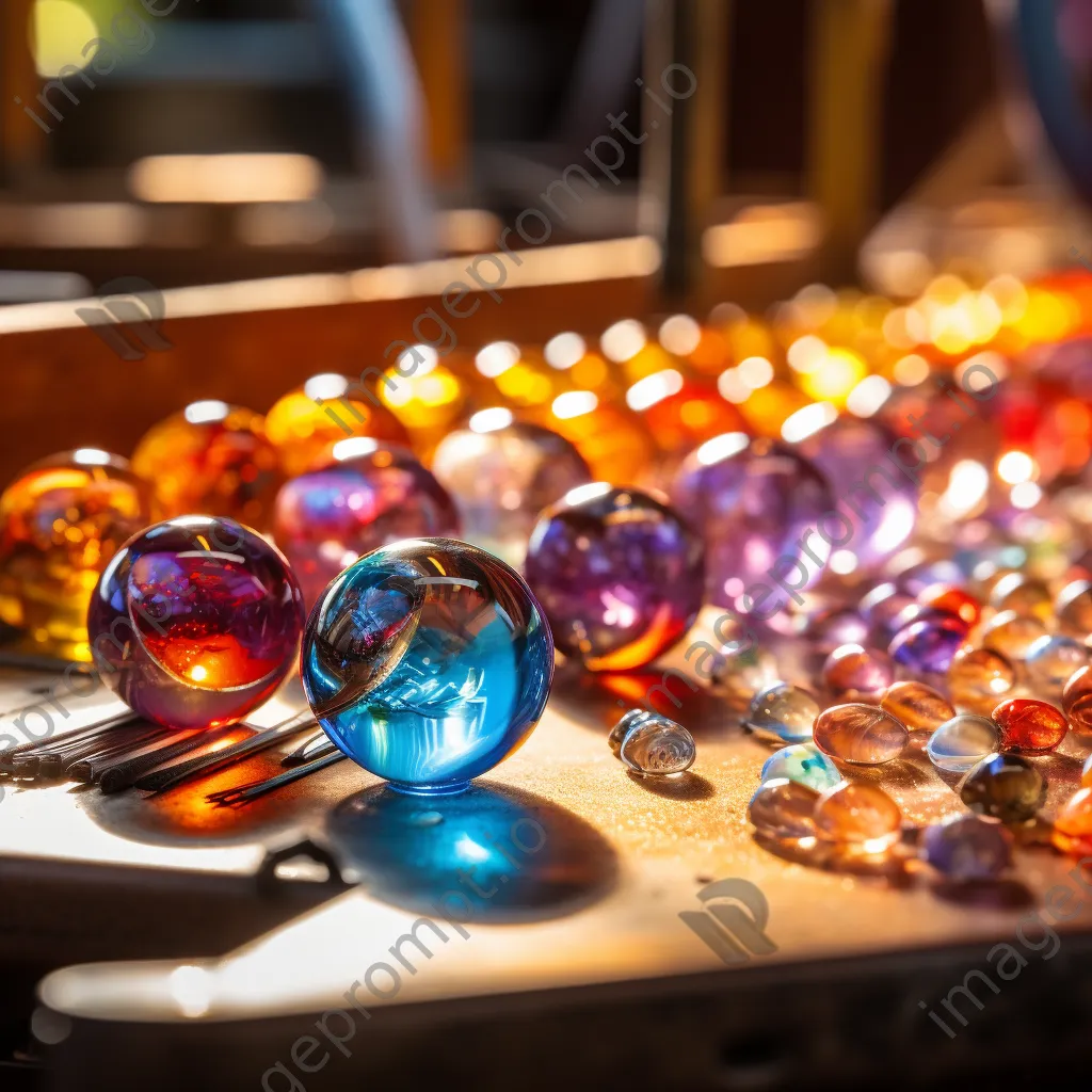 Close-up of colorful glass beads being shaped - Image 3