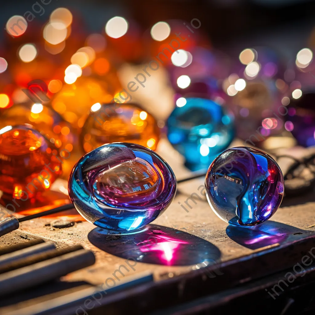 Close-up of colorful glass beads being shaped - Image 4