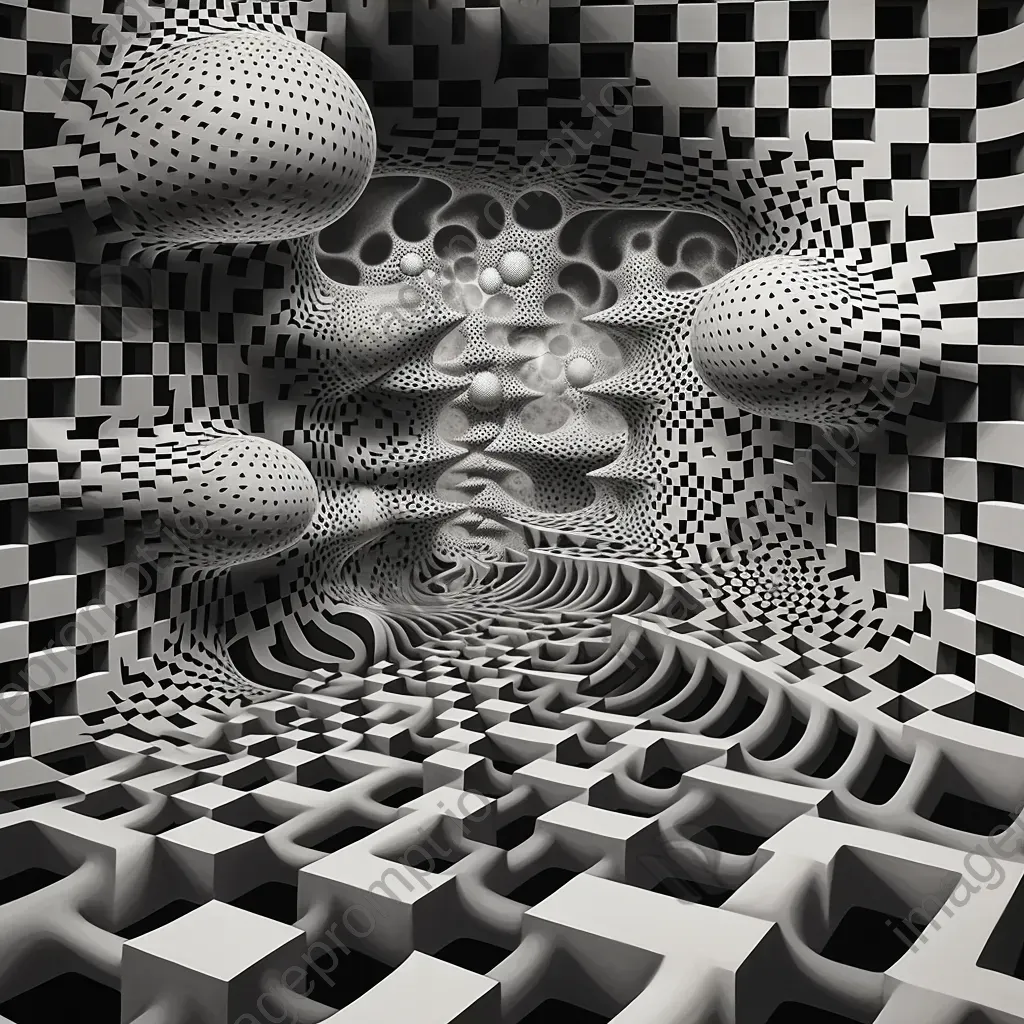 Geometric monochrome illustration of the space-time fabric - Image 4