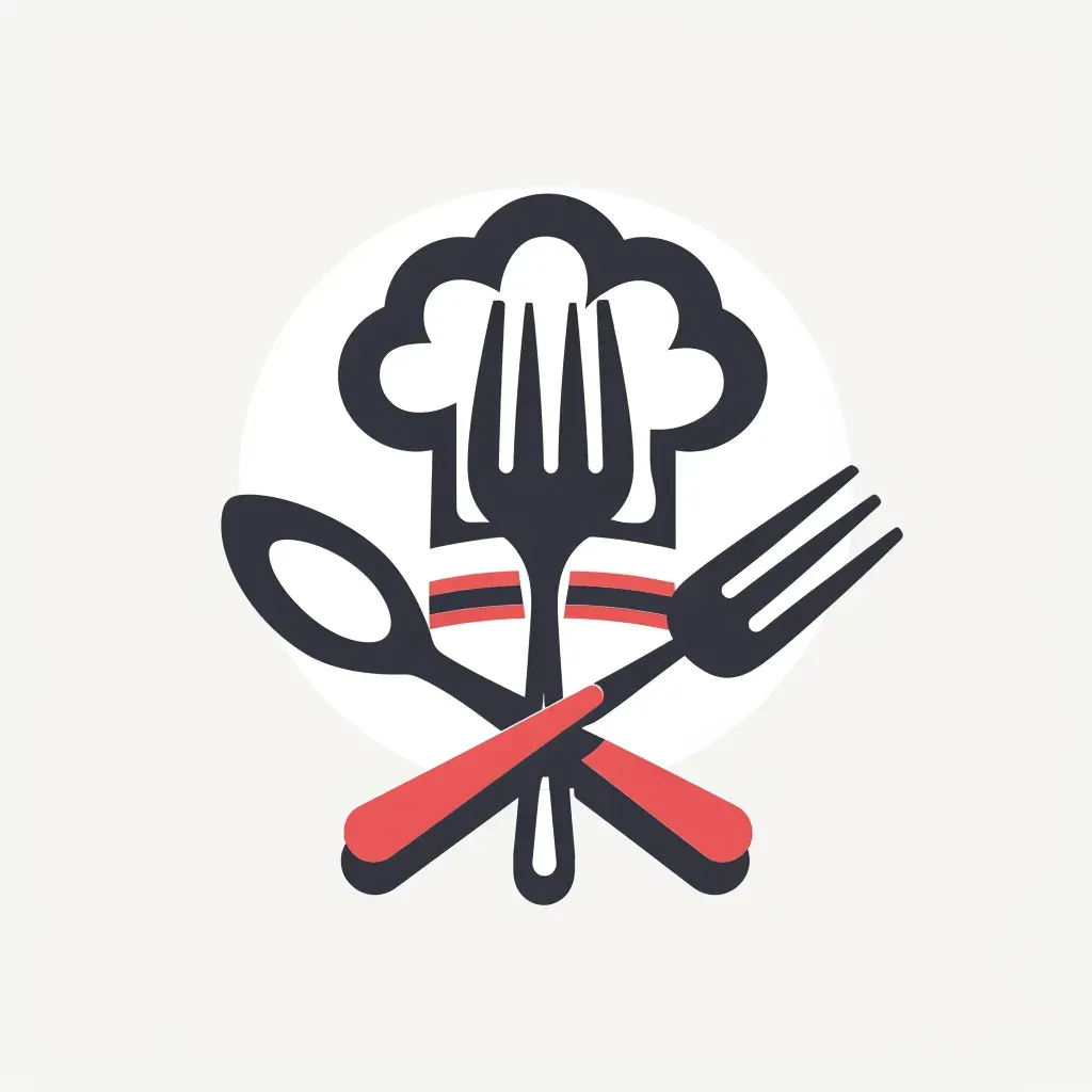 Fork, spoon, and chef hat logo for gourmet restaurant - Image 1