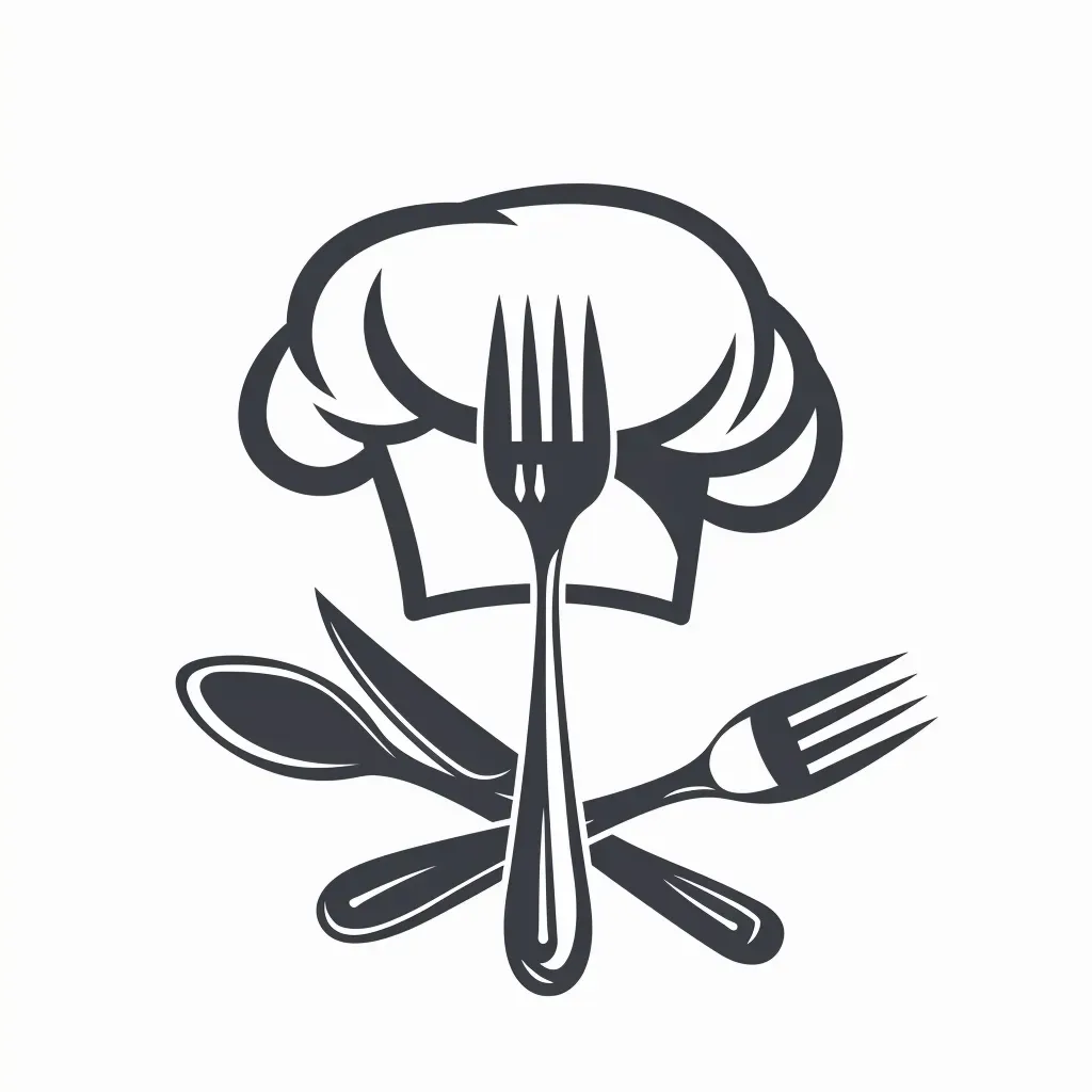 Fork, spoon, and chef hat logo for gourmet restaurant - Image 2