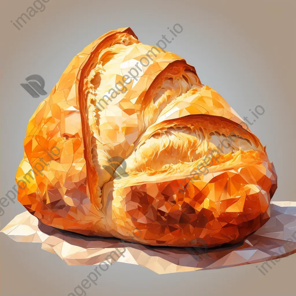 Rustic loaf of bread in low poly design, echoing Cézanne