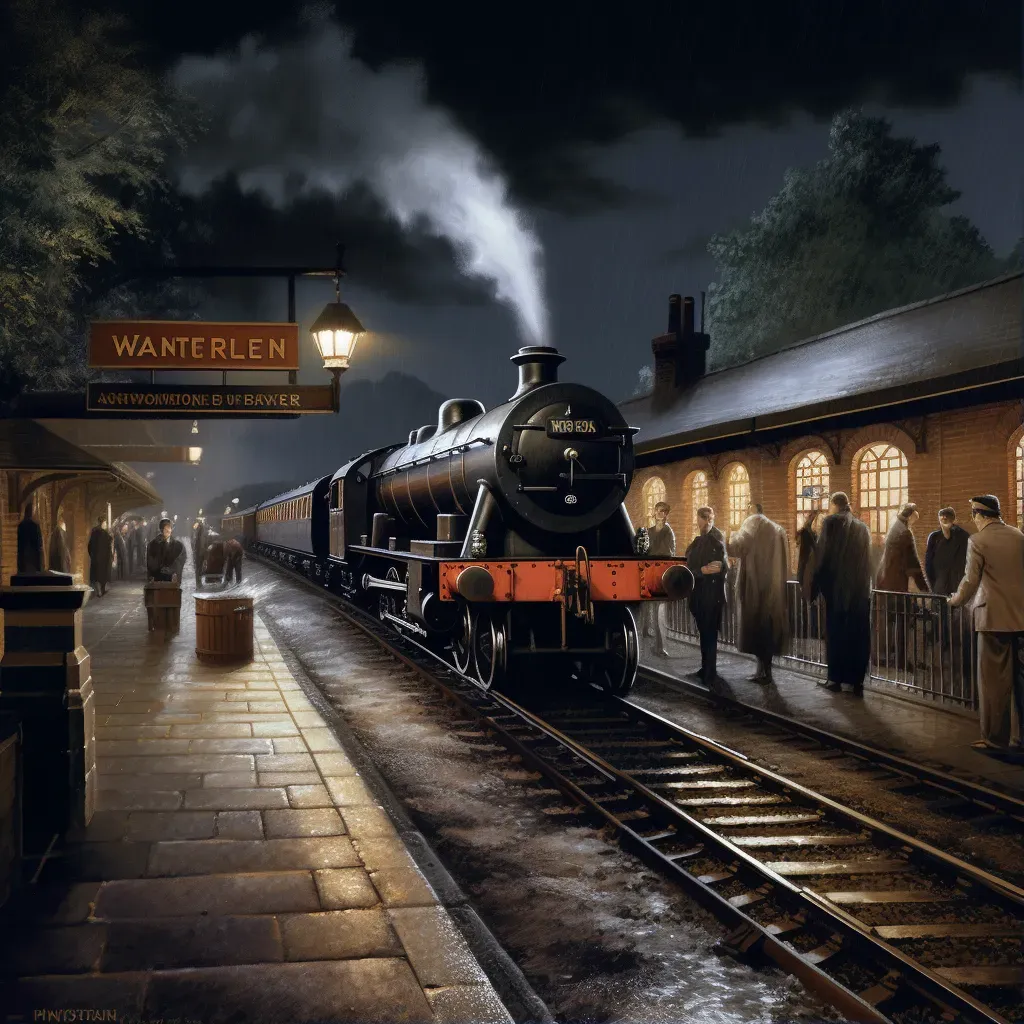 Quiet night at railway station in AI-generated image - Image 1