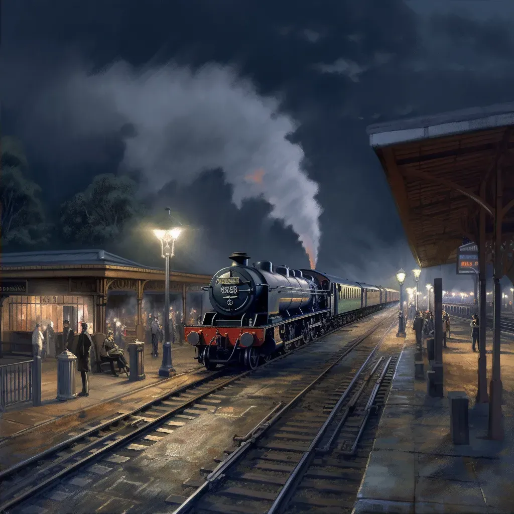 Quiet night at railway station in AI-generated image - Image 2