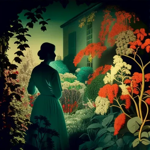 Image of woman collecting herbs in thriving garden - Image 3