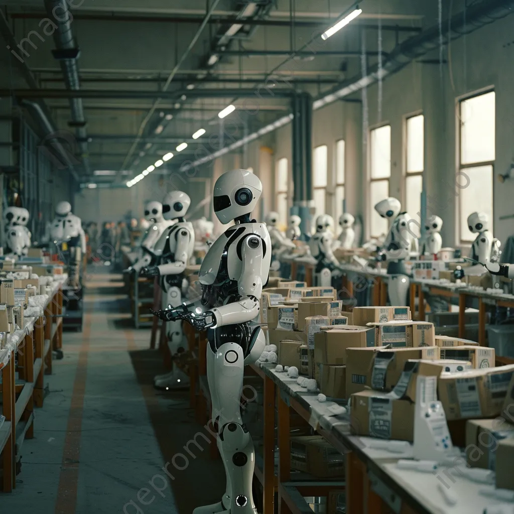 Factory assembly line with robots and humans working - Image 2