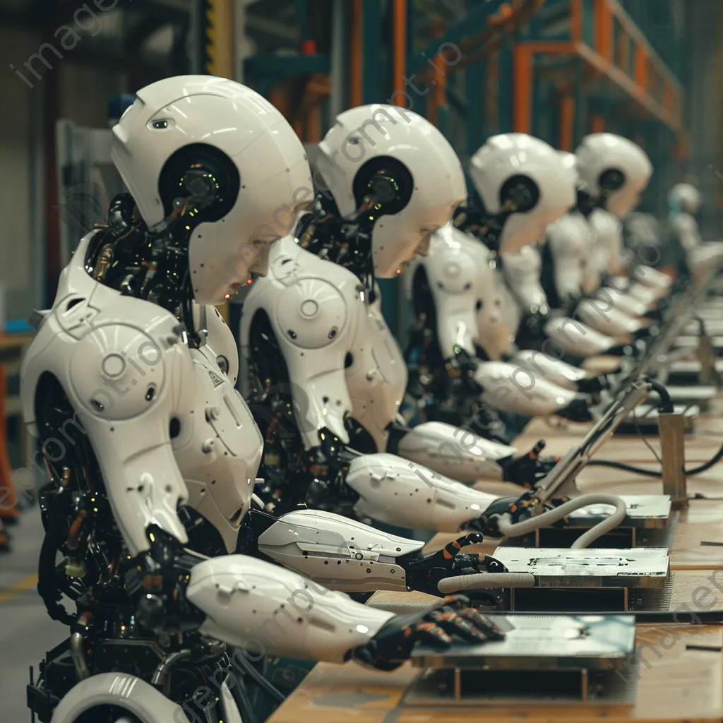 Factory assembly line with robots and humans working - Image 3